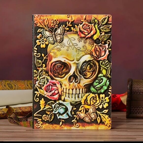 COLORFUL embossed skull journal planner book diary - Picture 1 of 2